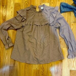 Universal thread doenlike ruffled lavender dusty mauve prairie blouse top M